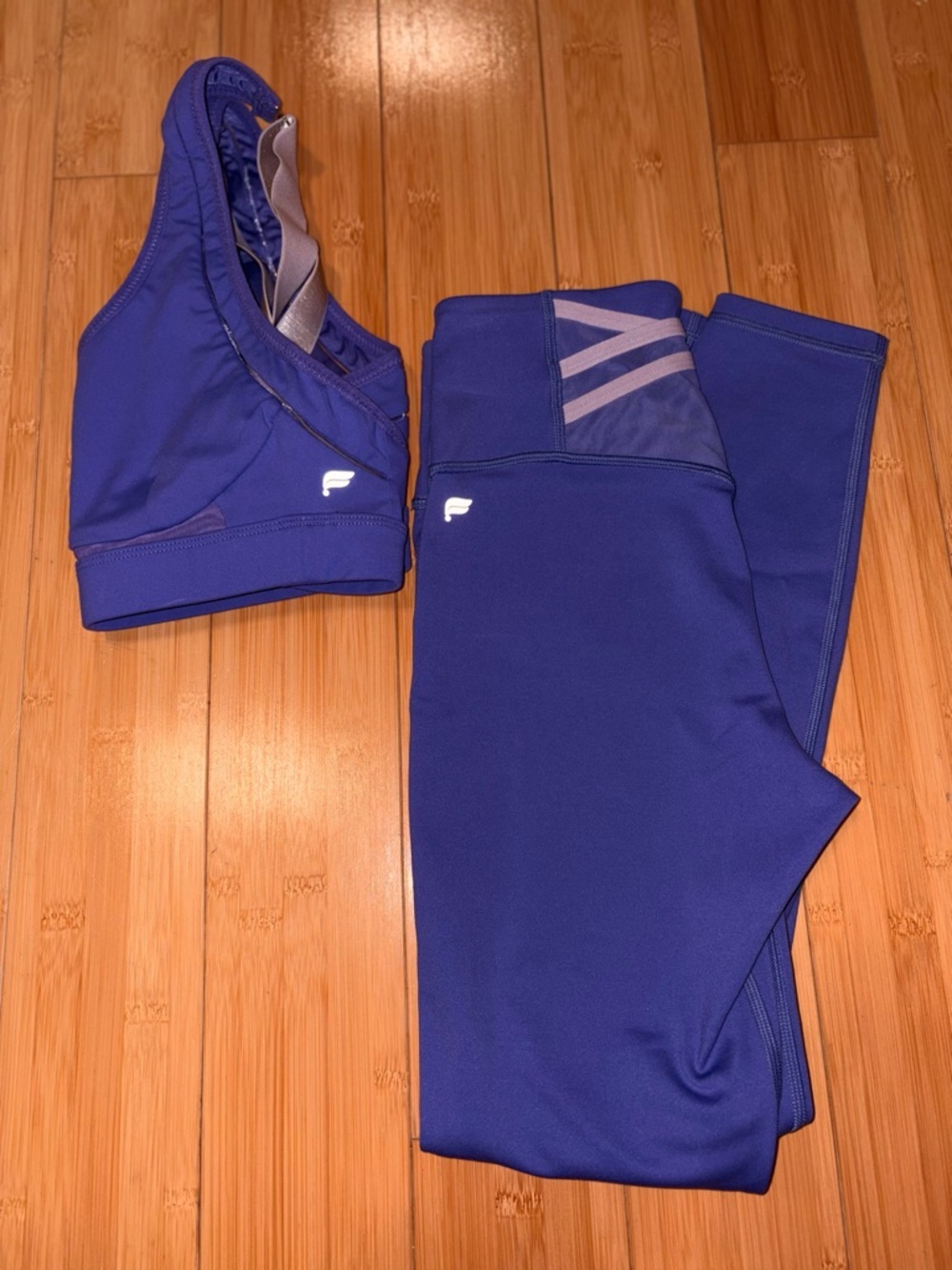 Fabletics Purple High-Waist Active Leggings High Impact Sports Bra Set Size XS - Picture 5 of 7